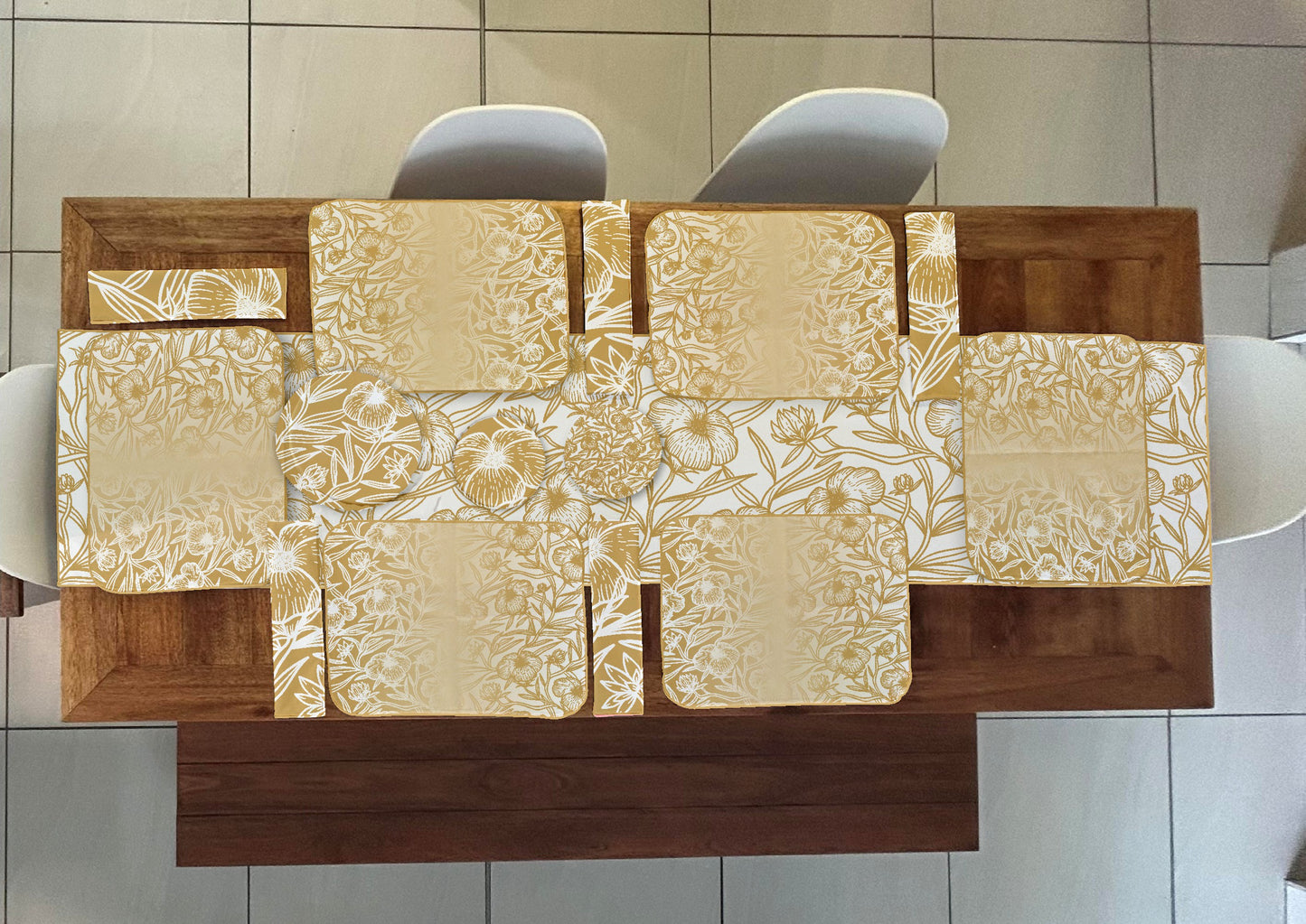 Golden Floral Table Runner
