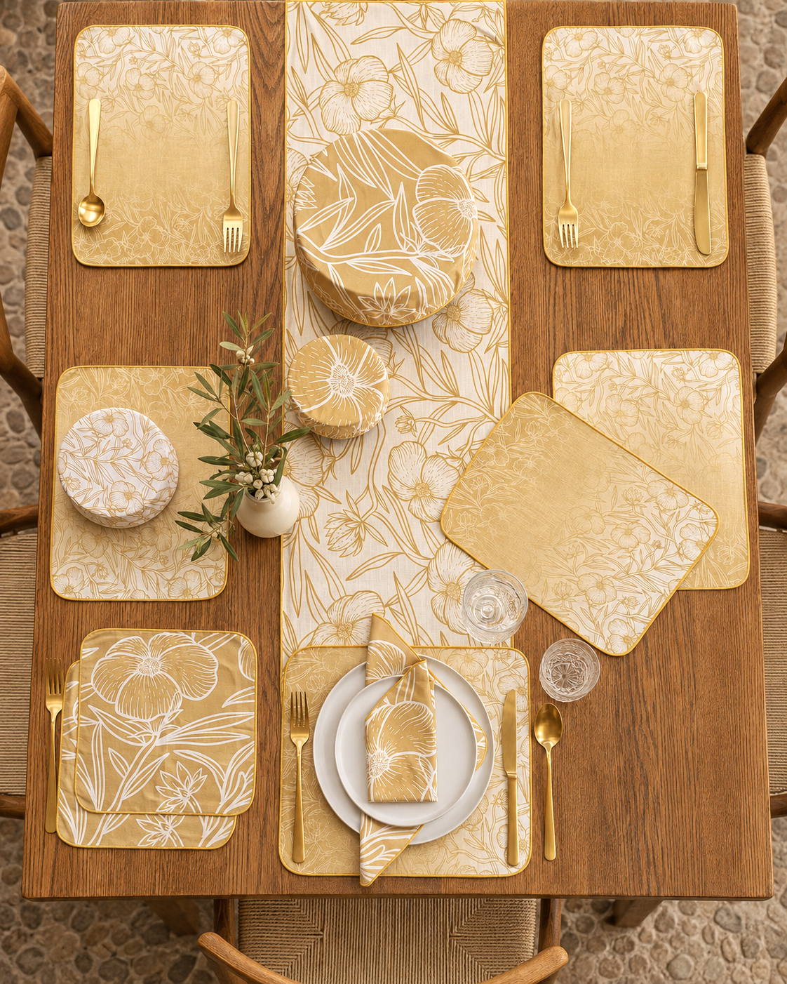 Golden Floral Placemats