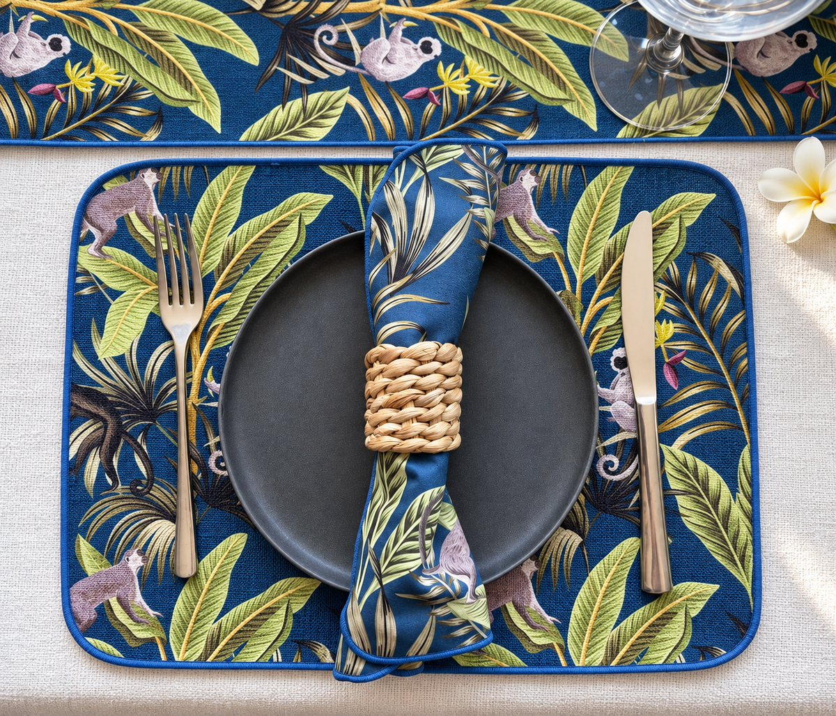 Monkey Palm (Deep Blue) Placemats