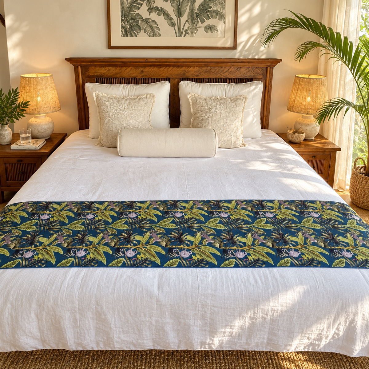 Monkey Palm (Deep Blue) Runner