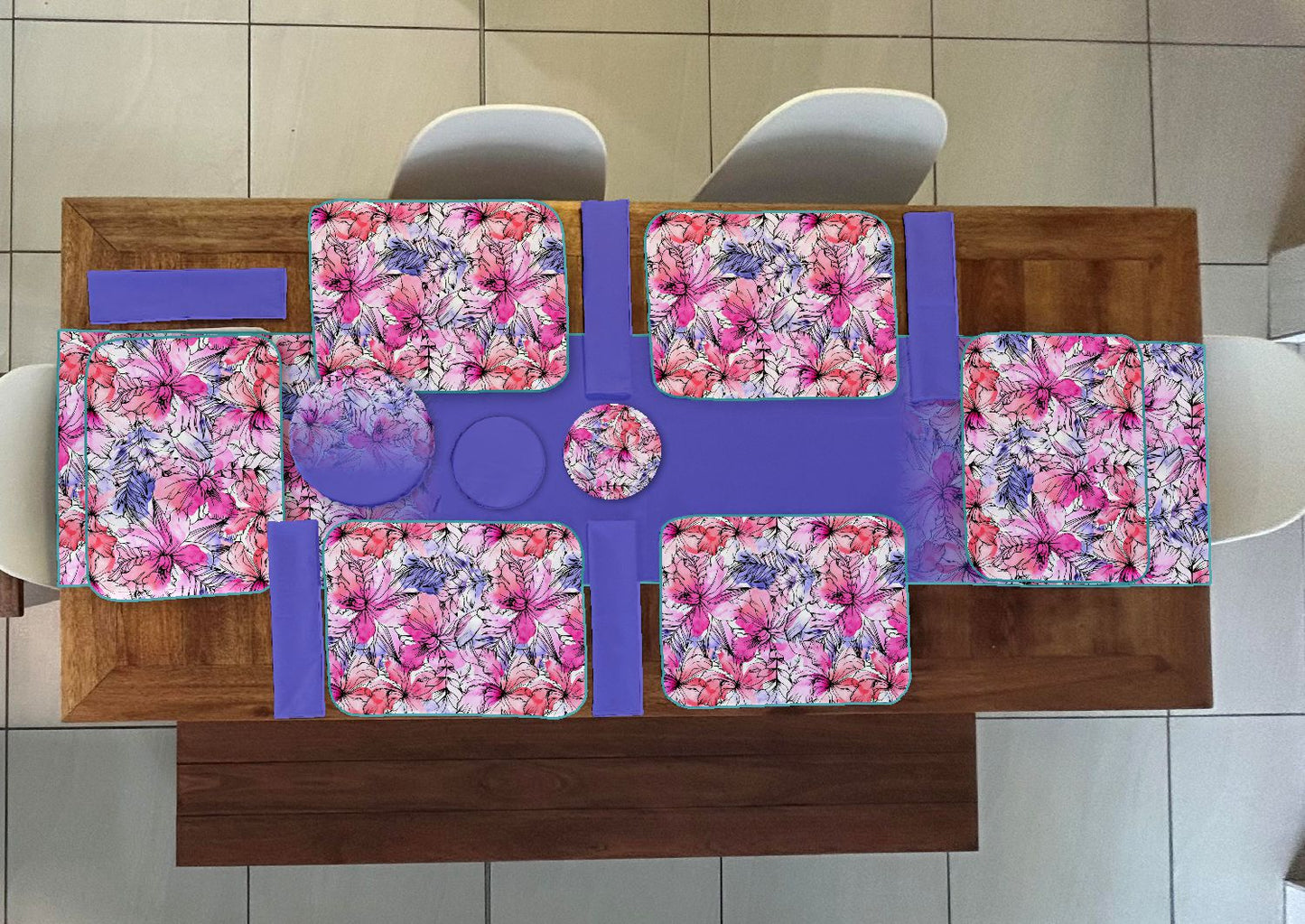 Floral Watercolour  Table Runner