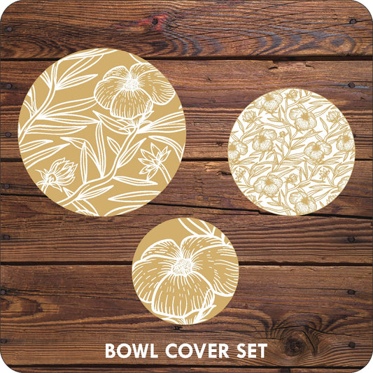 Golden Floral Bowl Covers