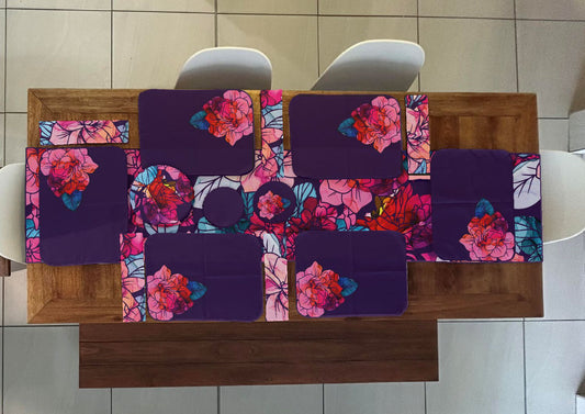 Purple Floral Table Set