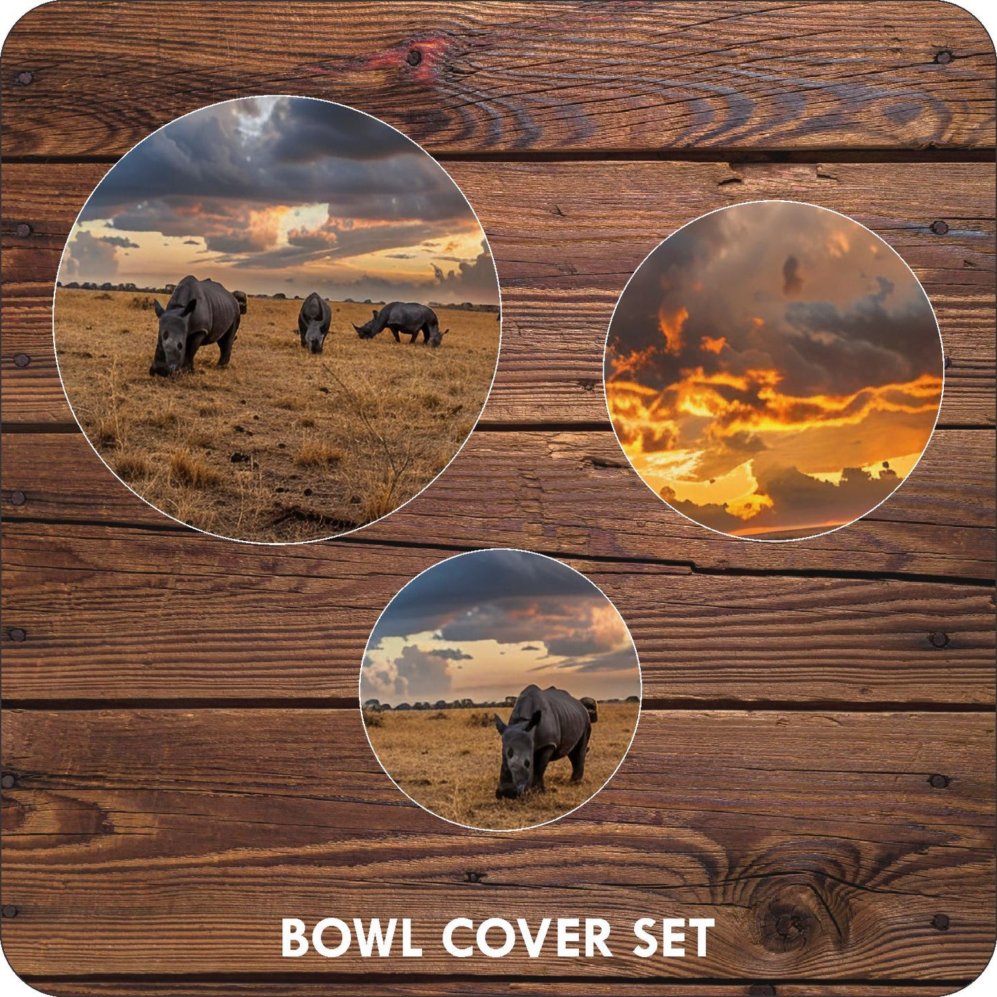 Rhino Sunset  Bowl Covers