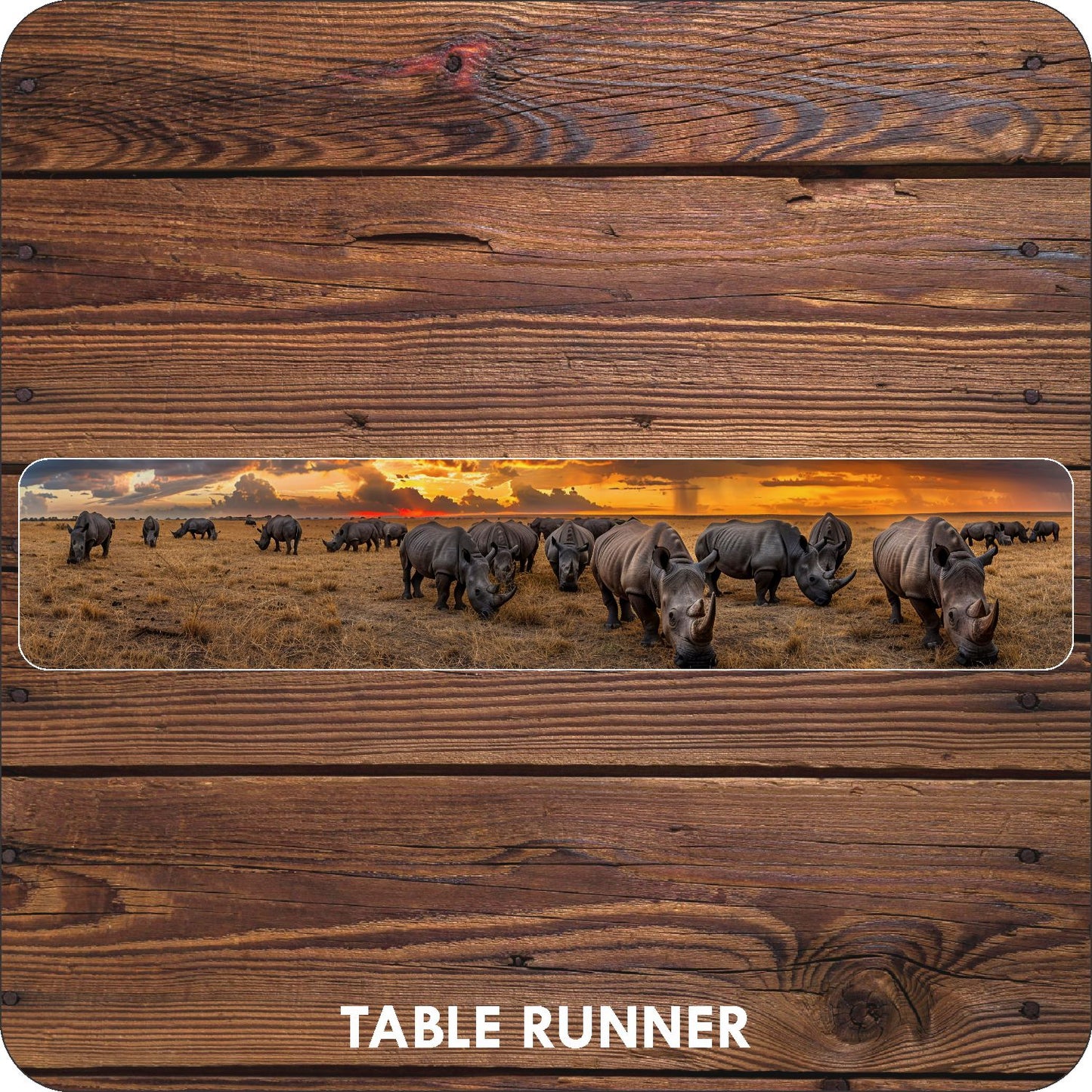 Rhino Sunset Table Runner